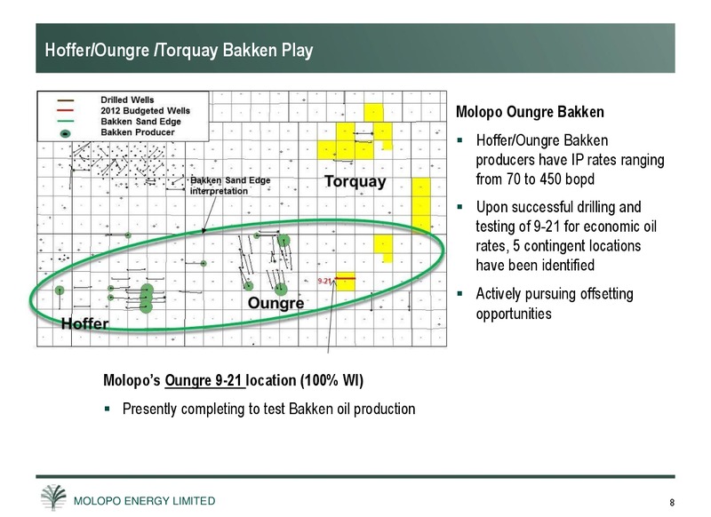 FEBRUARY 2012 INVESTOR PRESENTATION – Molopo Energy Limited – slide 8