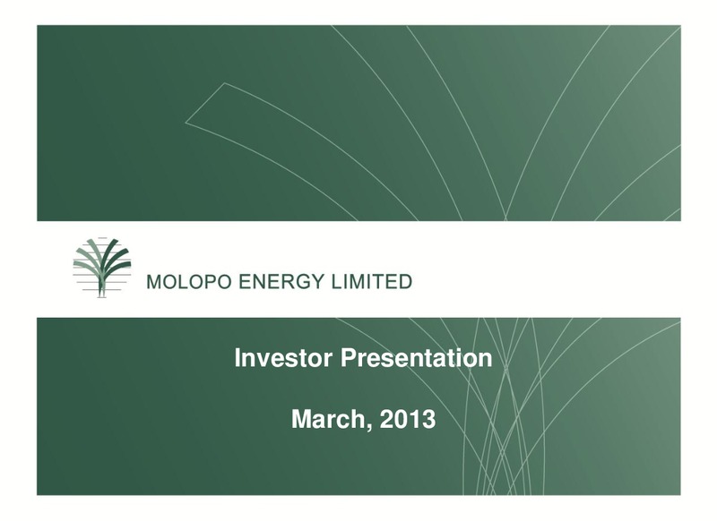 Investor Presentation – Molopo Energy Limited – slide 1