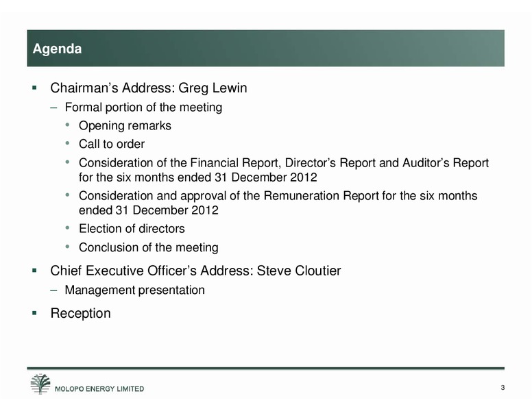 Annual General Meeting of Shareholders – Molopo Energy Limited – slide 3