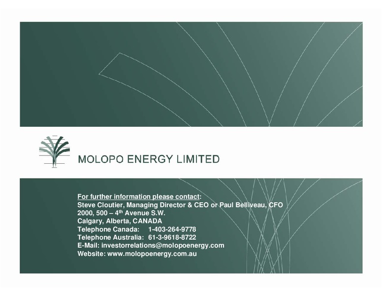 Annual General Meeting of Shareholders – Molopo Energy Limited – slide 15