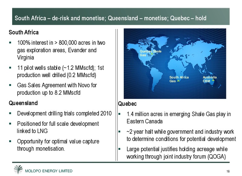 SEPTEMBER 2011 INVESTOR PRESENTATION – Molopo Energy Limited – slide 16