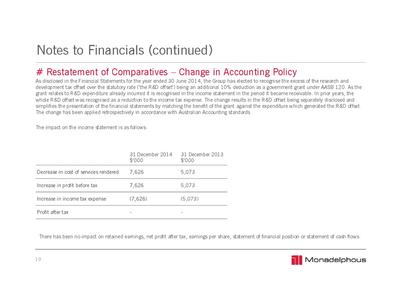 2015 Half Year Earnings Call – Monadelphous Group – slide 19