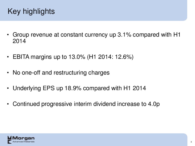 2015 half year Group results – Morgan Advanced Materials Plc – slide 3