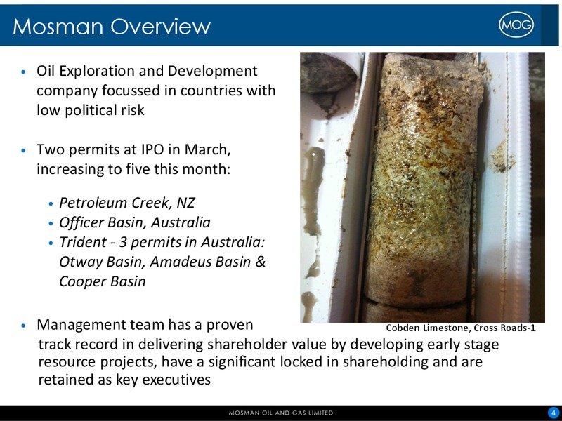 JULY 2014 CORPORATE PRESENTATION – Mosman Oil and Gas Ltd. – slide 4