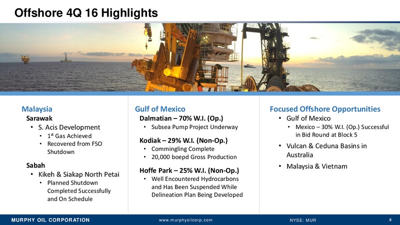 Q4 2016 Earnings Conference Call – Murphy Oil Corp – slide 7