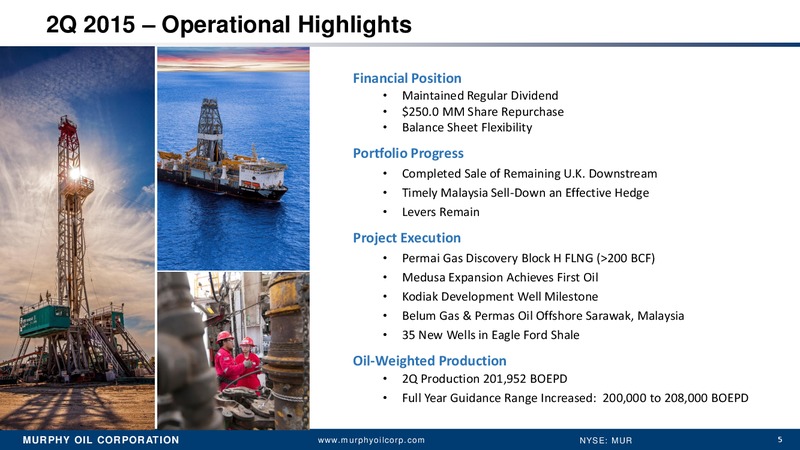 Q2 2015 Earnings Call – Murphy Oil Corp – slide 4