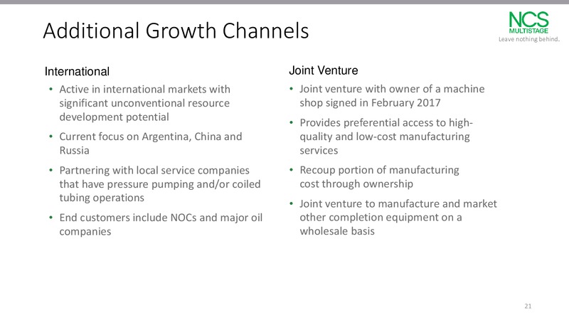 JP Morgan 2017 Energy Equity Conference – NCS Multistage – slide 20