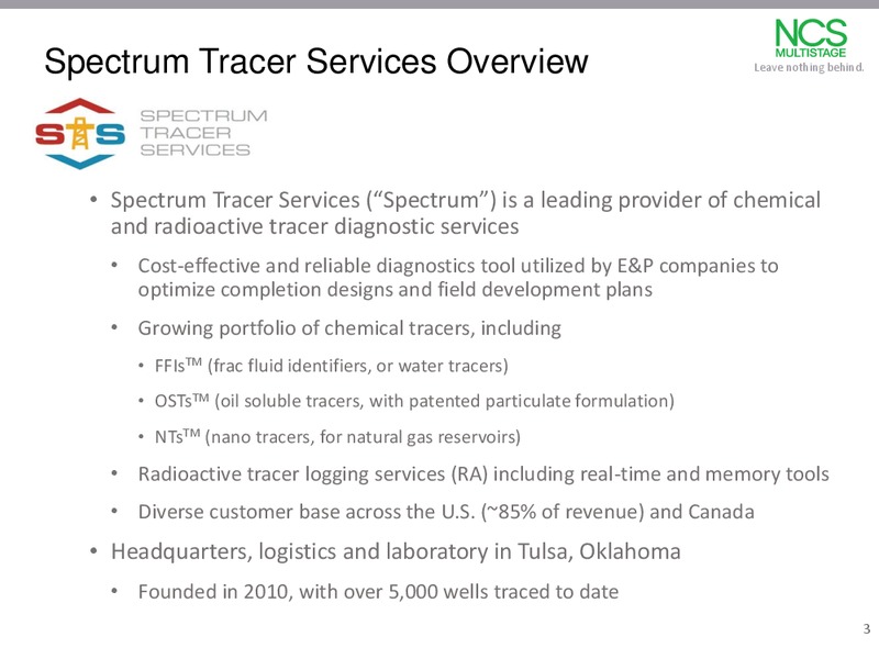 Acquisition of Spectrum Tracer Services – NCS Multistage – slide 2