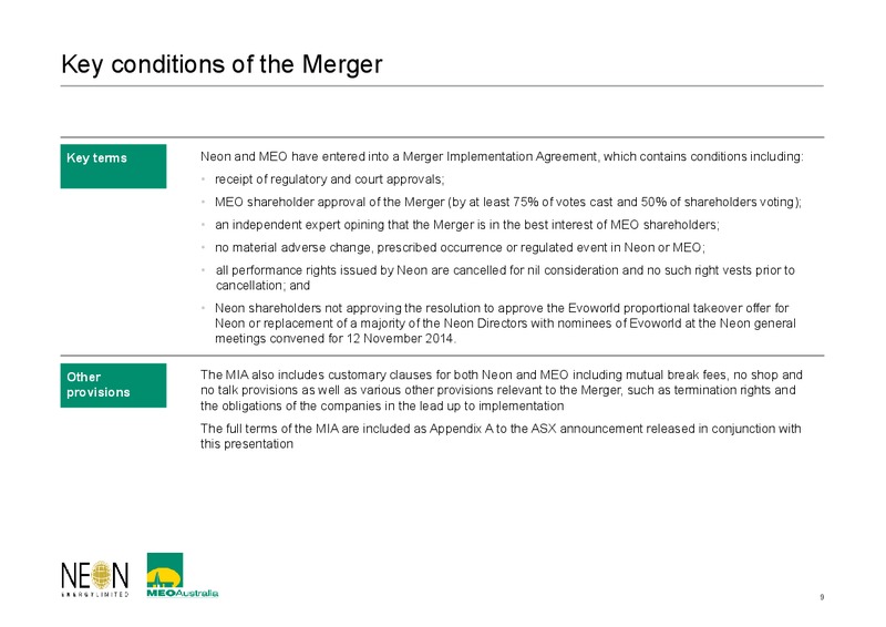 INVESTOR PRESENTATION – Neon Energy Ltd. – slide 9