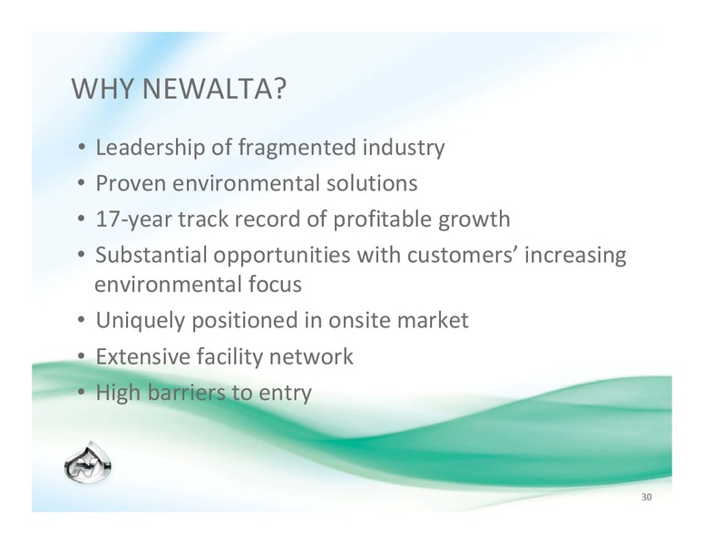 AUGUST 2010 INVESTOR PRESENTATION – Newalta Corp. – slide 30
