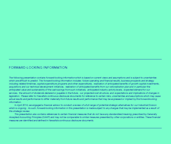SUMMER CORPORATE PRESENTATION – Newalta Corp. – slide 2