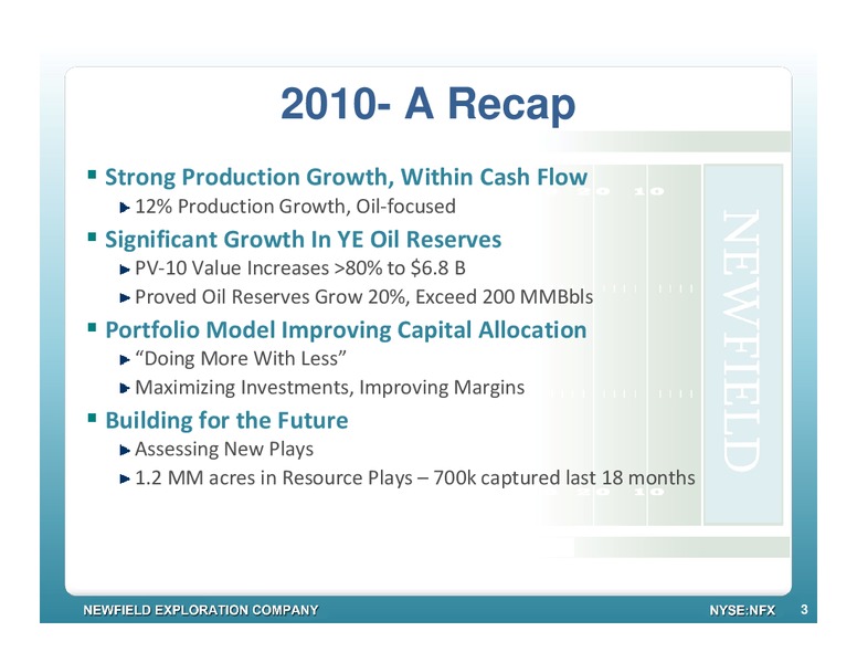 CREDIT SUISSE ENERGY SUMMIT – Newfield Exploration Co. – slide 3