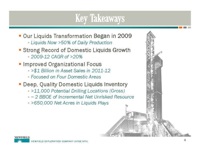 HOWARD WEIL ENERGY CONFERENCE – Newfield Exploration Co. – slide 4