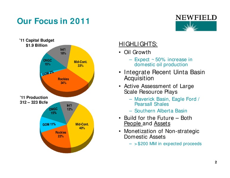 UBS GLOBAL OIL AND GAS CONFERENCE – Newfield Exploration Co. – slide 2