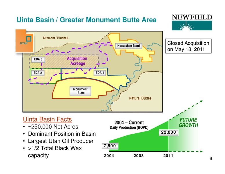 UBS GLOBAL OIL AND GAS CONFERENCE – Newfield Exploration Co. – slide 5