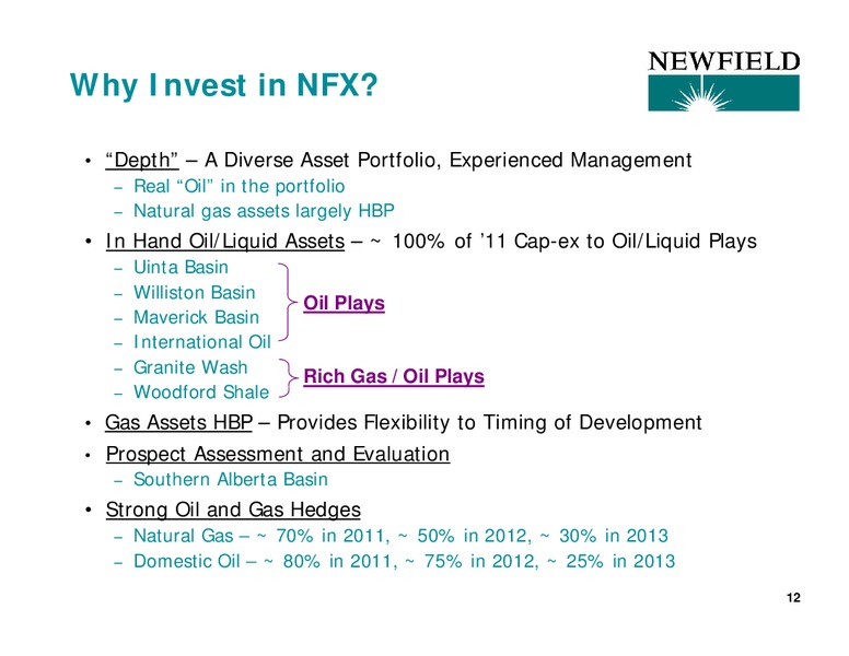 UBS GLOBAL OIL AND GAS CONFERENCE – Newfield Exploration Co. – slide 12