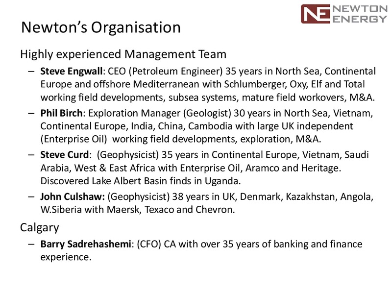 AGM Managerment Presentation – Newton Energy Corporation – slide 3