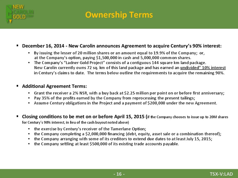 Lander Gold Project – New Carolin Gold Corp. – slide 15