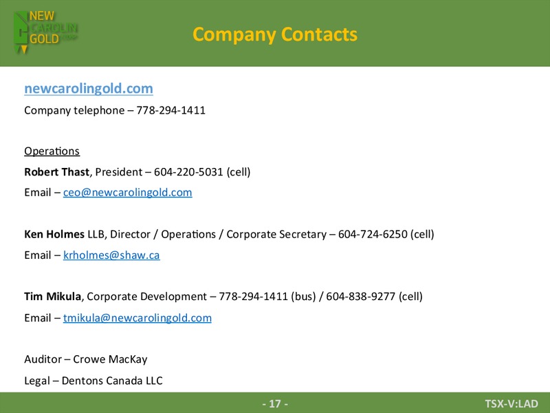 Lander Gold Project – New Carolin Gold Corp. – slide 16