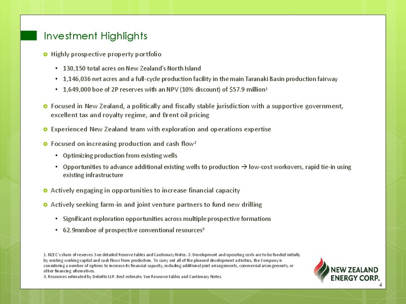 Corporate Presentation – New Zealand Energy Corporation – slide 3