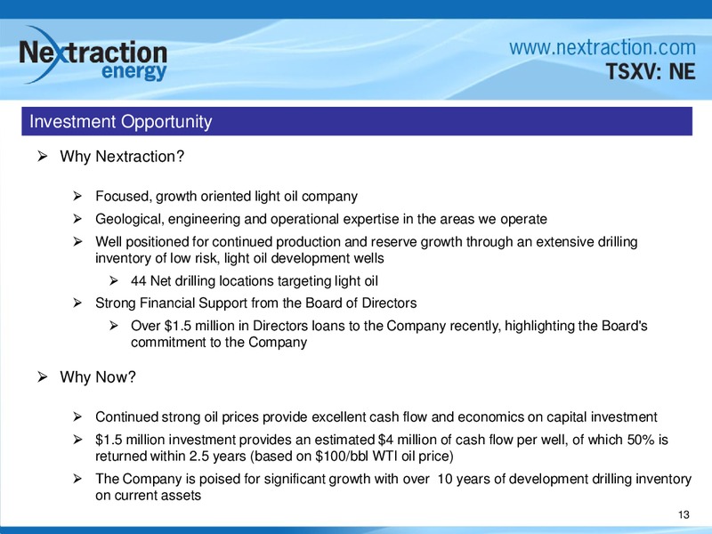 Corporate Presentation – Nextraction Energy Corp. – slide 12
