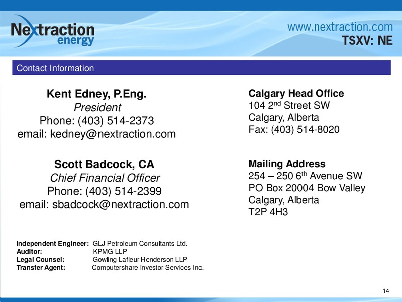 Corporate Presentation – Nextraction Energy Corp. – slide 13