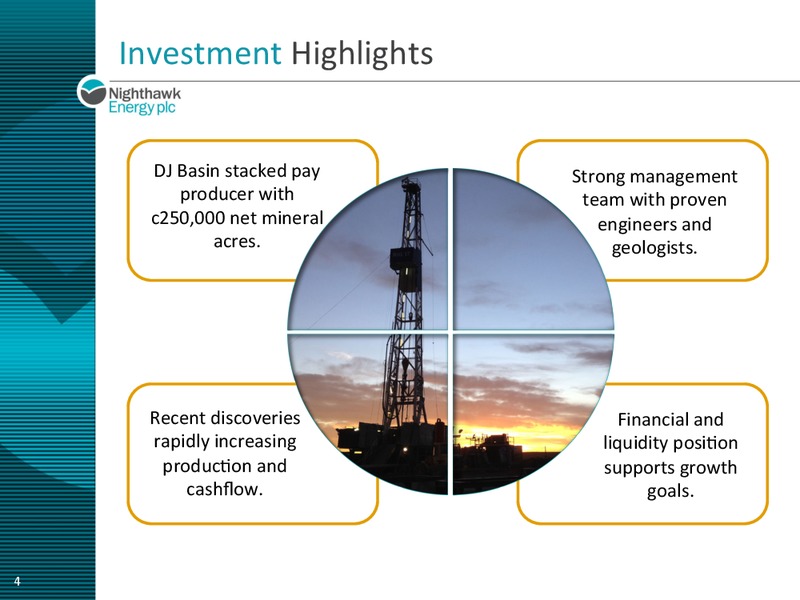 Corporate Presentation – Nighthawk Energy Plc – slide 4