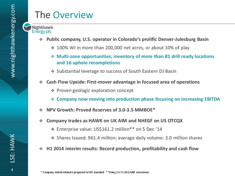 Investor Presentation – Nighthawk Energy Plc – slide 3