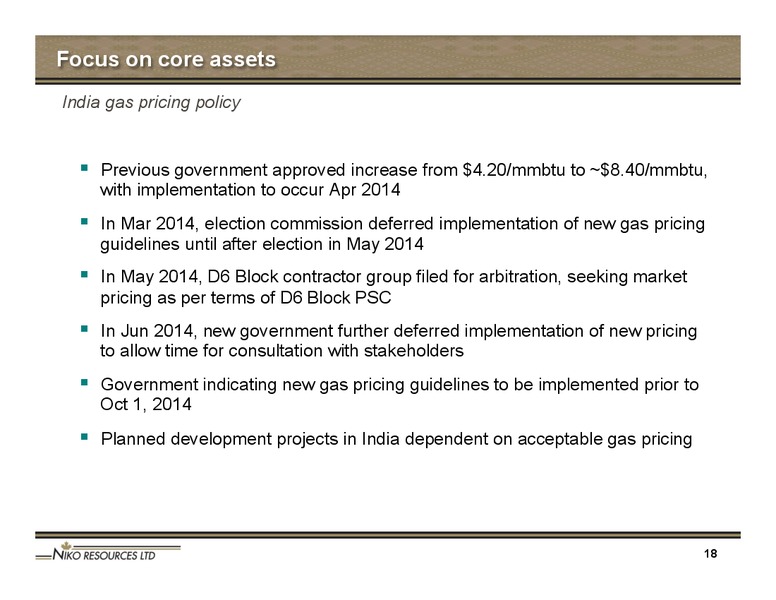 Annual General Meeting Presentation – Niko Resources Ltd. – slide 18