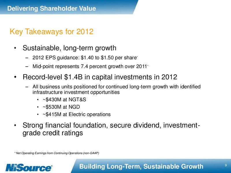 2011 EARNINGS SUPPLEMENTAL SLIDES – Nisource Inc. – slide 8