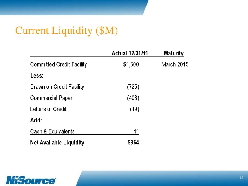 2011 EARNINGS SUPPLEMENTAL SLIDES – Nisource Inc. – slide 13