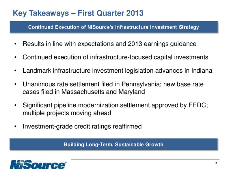 Q1 2013 EARNINGS CALL – Nisource Inc. – slide 2