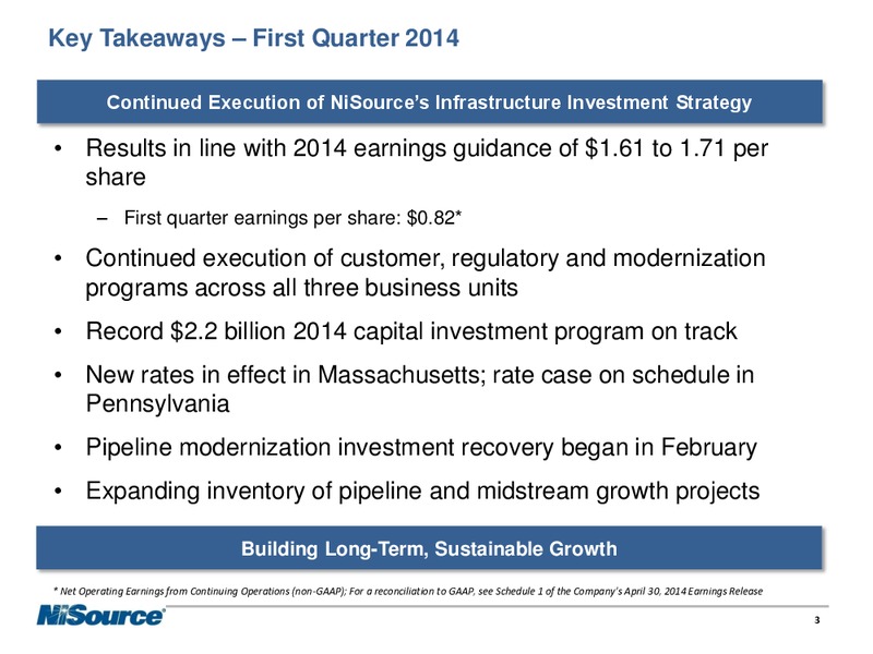 Q1 2014 EARNINGS CALL – Nisource Inc. – slide 2