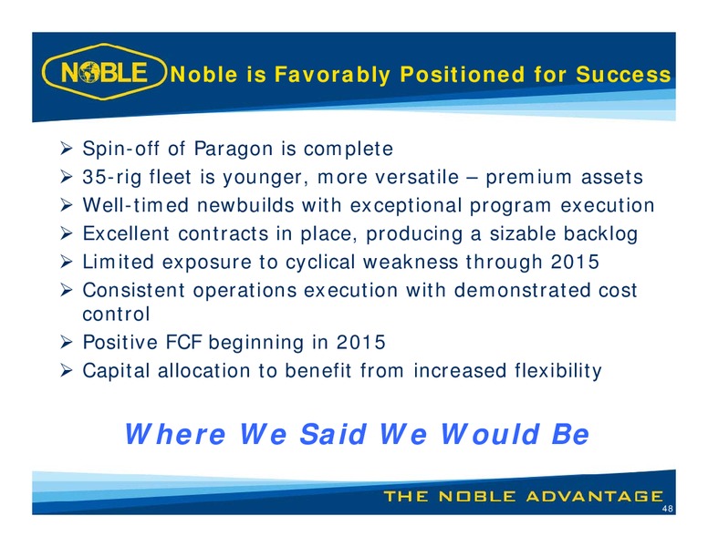 LUNCH WITH MANAGEMENT – Noble Corporation plc – slide 47