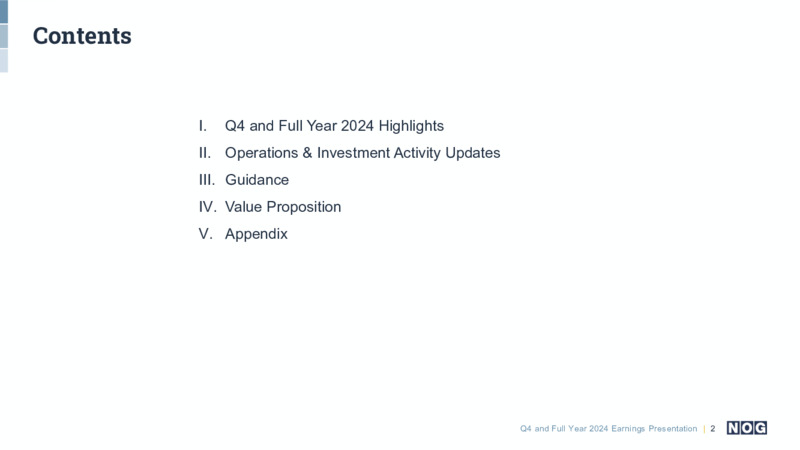 Q4 and Full Year 2024 Earnings Presentation – NOG LLC – slide 2