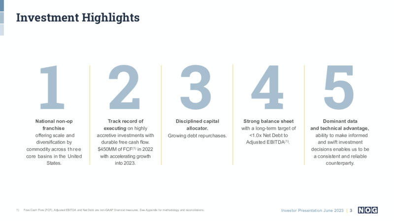 June 2023 Company Presentation – NOG LLC – slide 3