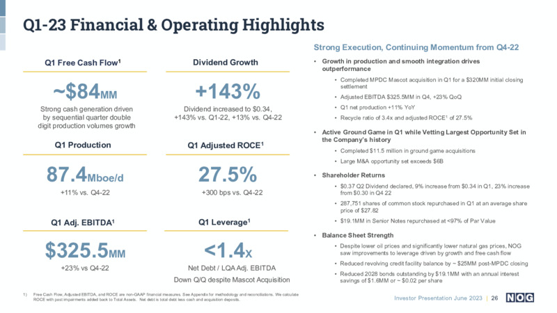 June 2023 Company Presentation – NOG LLC – slide 26