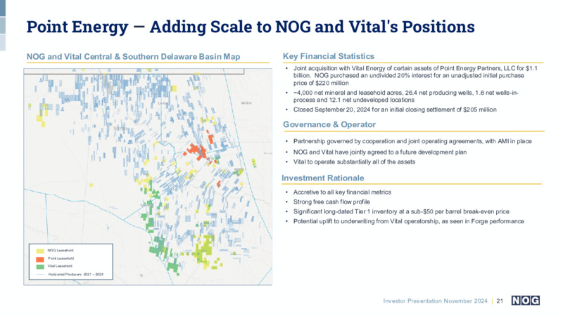 November 2024 Investor Presentation – NOG LLC – slide 21