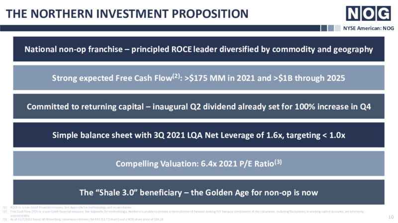 3Q 2021 Investor Presentation – NOG LLC – slide 10