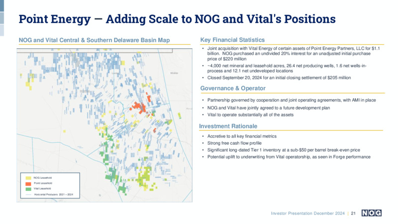 Investor Presentation December 2024 – NOG LLC – slide 21