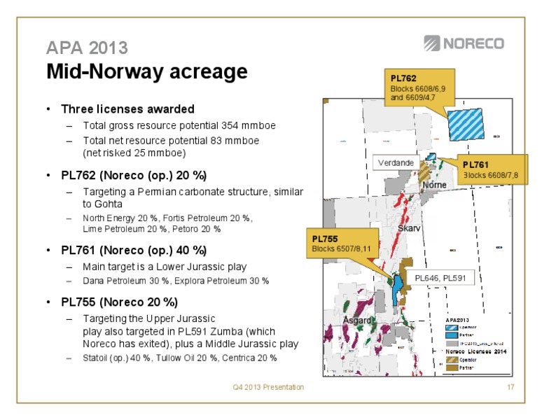 Fourth quarter 2013 – Noreco – slide 17