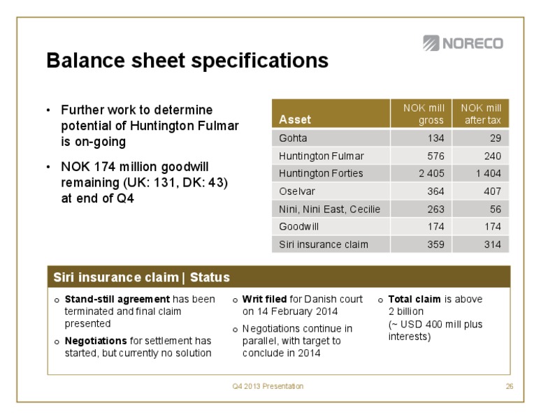Fourth quarter 2013 – Noreco – slide 26