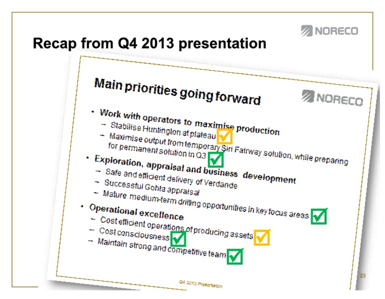 First quarter 2014 – Noreco – slide 23