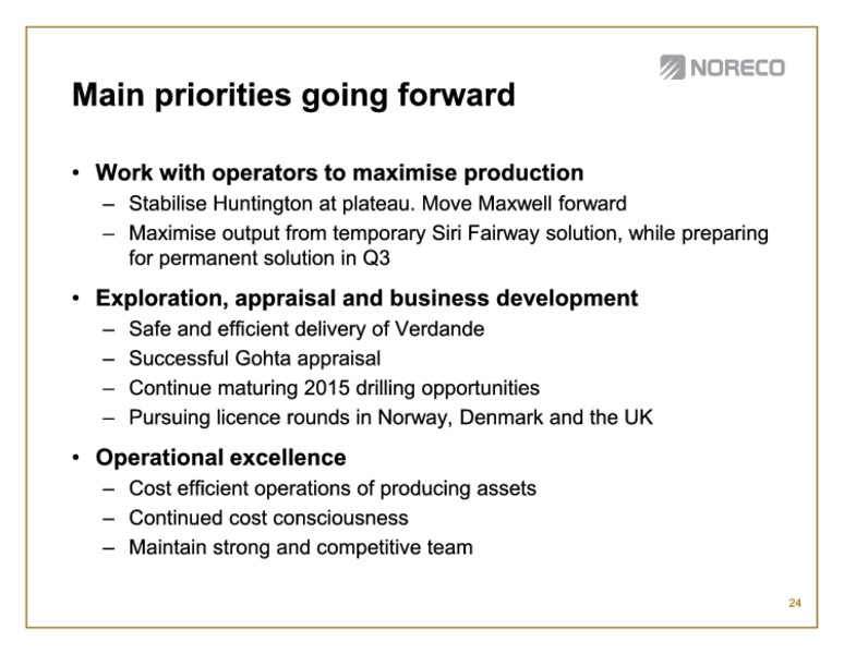 First quarter 2014 – Noreco – slide 24