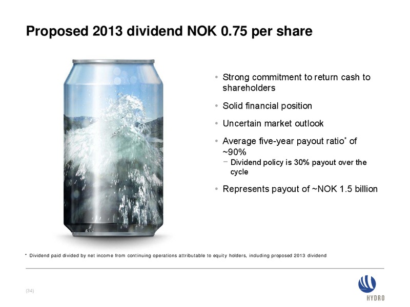 INVESTOR PRESENTATION – Norsk Hydro – slide 34