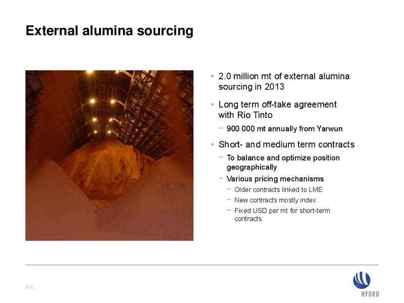 INVESTOR PRESENTATION – Norsk Hydro – slide 63