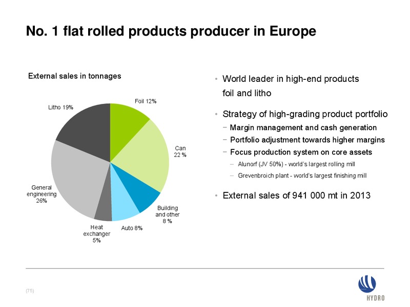 INVESTOR PRESENTATION – Norsk Hydro – slide 75