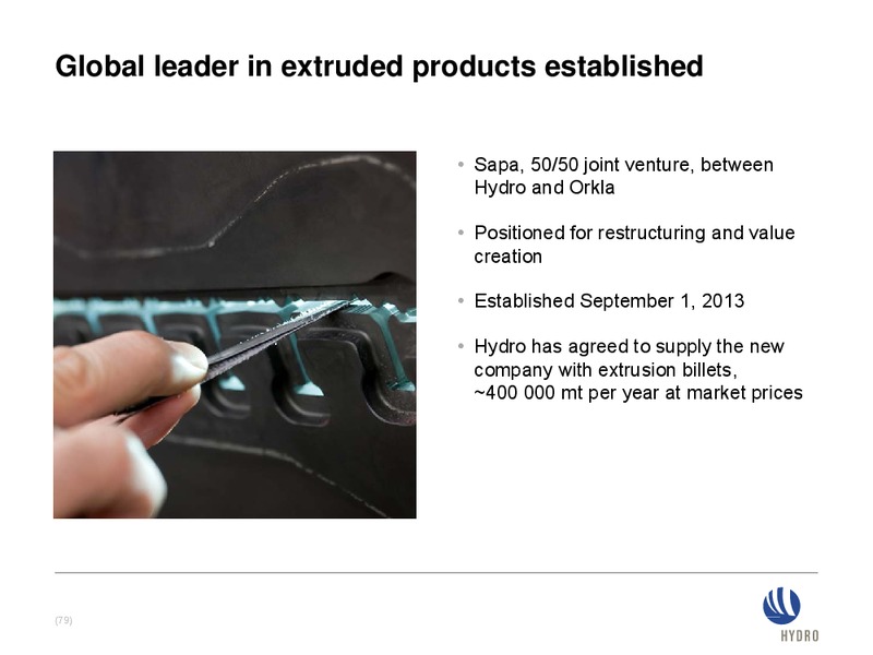 INVESTOR PRESENTATION – Norsk Hydro – slide 79