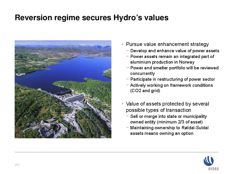 INVESTOR PRESENTATION – Norsk Hydro – slide 84