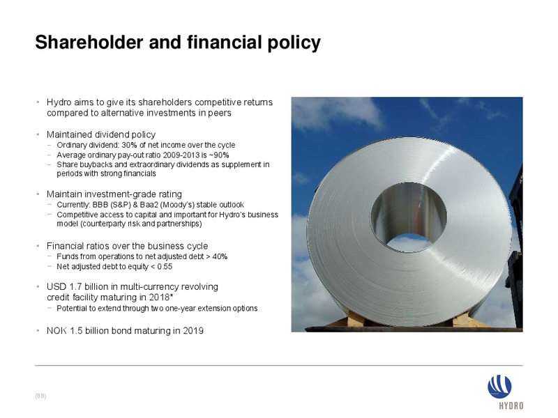INVESTOR PRESENTATION – Norsk Hydro – slide 88